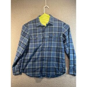 Old Navy Flannel Shirt Mens L Blue  Plaid  Regular Fit Button Up